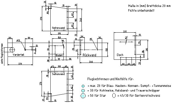 Einzelteile, Nisthilfe fr Hhlenbrter