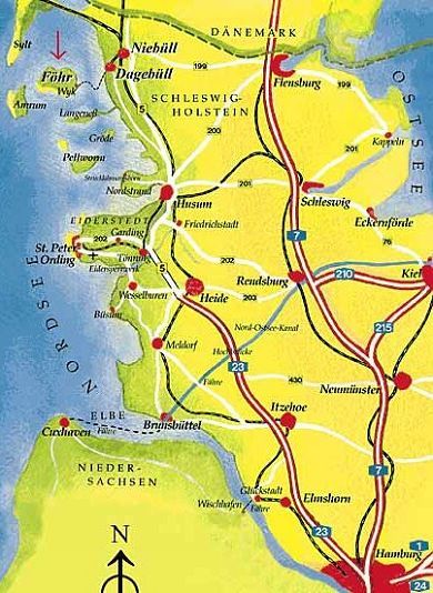 Landkarte von Schleswig-Holstein