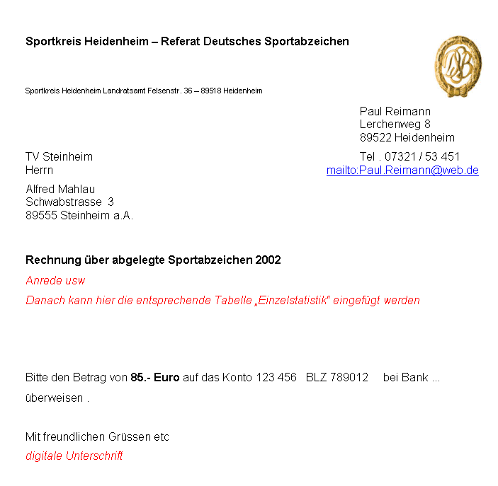 Serienbrief als Rechnung