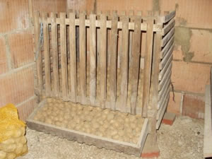 Kartoffelschütte im Gemüsekeller