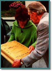 Mr. Zag with one of the ceramic plates
